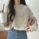Vintage melange knitted crew neck sweater