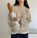 Vintage melange knitted crew neck sweater