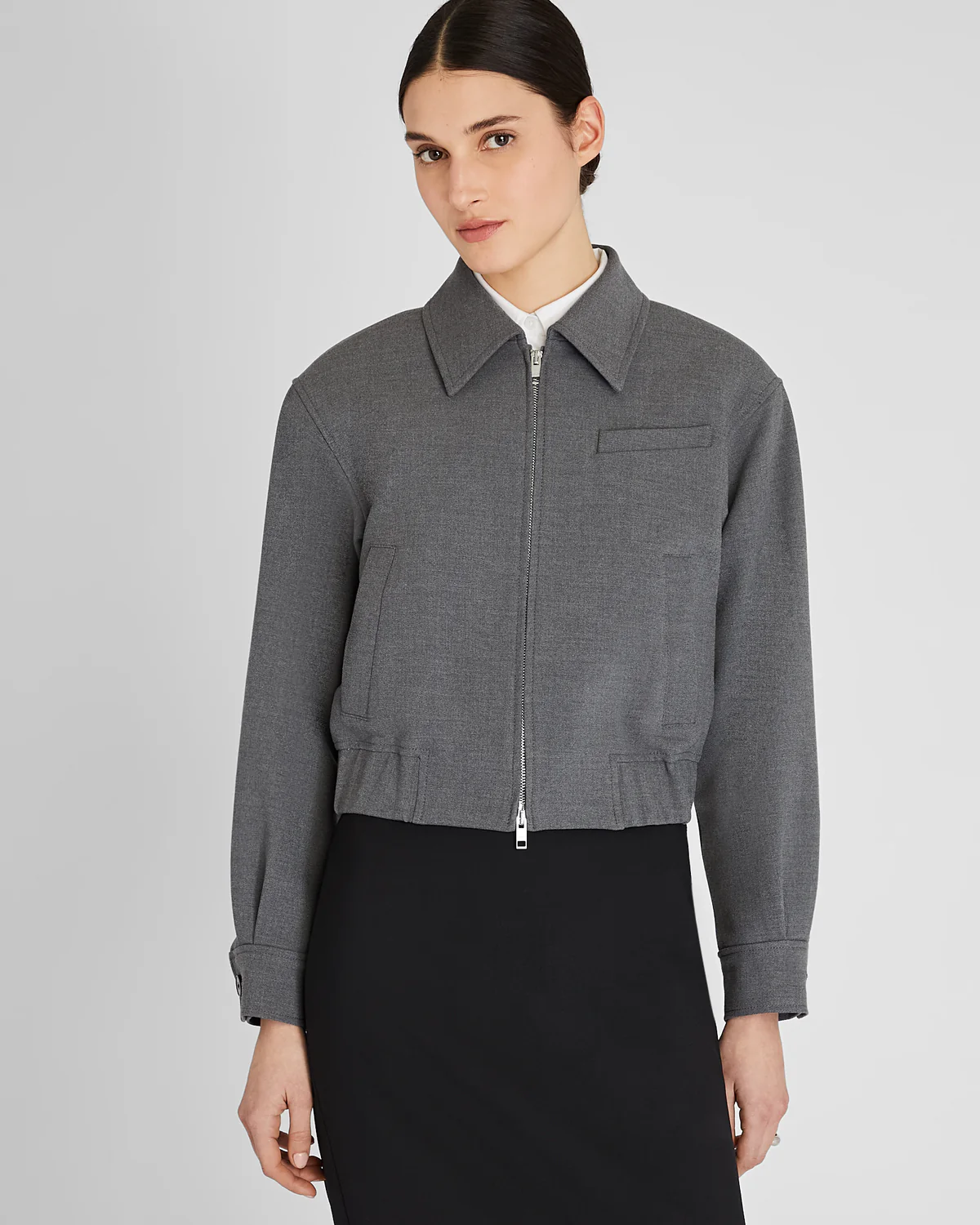 Zip-Front Blouson Jacket