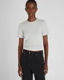 Cashmere Blend Shrunken Crew Neck Sweater
