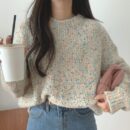 Vintage melange knitted crew neck sweater