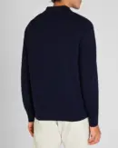 Long-Sleeve Textured Johnny Collar Knit Polo